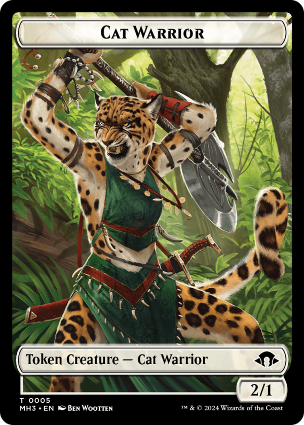 Eldrazi Spawn    Cat Warrior Double-Sided Token [Modern Horizons 3 Tokens] Discount - Image 2